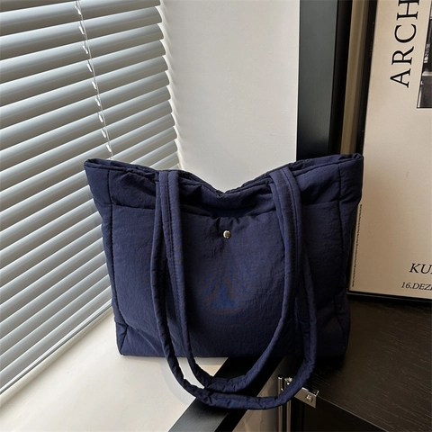 Borsa Tote Imbottita Trapuntata Grande Capacità Pendolare Borsa A Spalla Da Donna Imbottitura In Cotone Inverno Casual Trendy