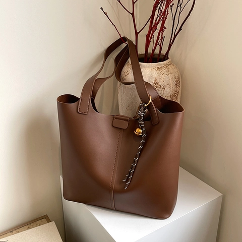 Borsa Tote Da Donna Pelle PU Grande Capacità Minimalista Borsa A Spalla E Pochette Piccola Stile Quotidiano