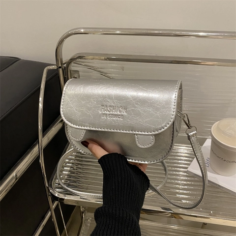 Borsa A Tracolla Da Donna In Pelle PU Modello Sella Trendy Stampa Lettere Cinturino Regolabile Moda