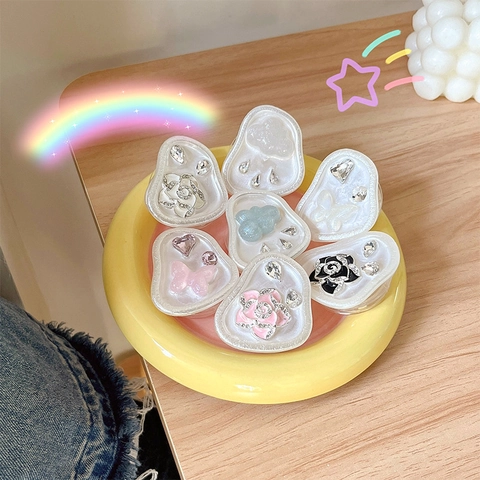 Soporte Para Teléfono De Diamantes De Imitación Flor Mariposa Nube Griptok Soporte Retráctil Resina Perla Artificial Accesorio Para Smartphones