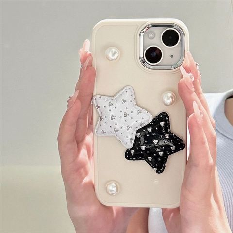 Custodia Per Telefono Stella Perla Artificial TPU Silicone Cornice Galvanizzata Per iPhone 17 16 15 14 13 12 11 Pro Max Cover Dolce