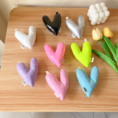 Supporto Per Telefono A Cuore Imbottito In Pelle PU Pieghevole Airbag Adesivo Accessorio Da Scrivania Kawaii