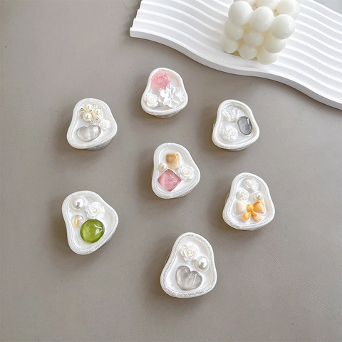 Supporto Per Telefono Fiore Griptok Retrattile Cuore Resina Perla Artificial Strass Fiore Supporto Per Smartphone Donne