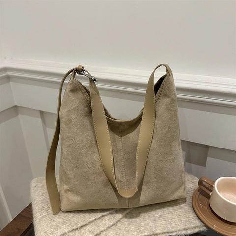 Grand Sac À Épaule Hobo Daim Synthétique Mat Rétro Fourre-Tout Pour Femmes Quotidien Vintage Mode Sangle Réglable