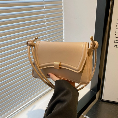 Borsa Sottobraccio Da Donna Borsa A Spalla In Pelle PU Con Fibbia In Metallo Decorazione Cinturino A Nodo Vintage Tinta Unita