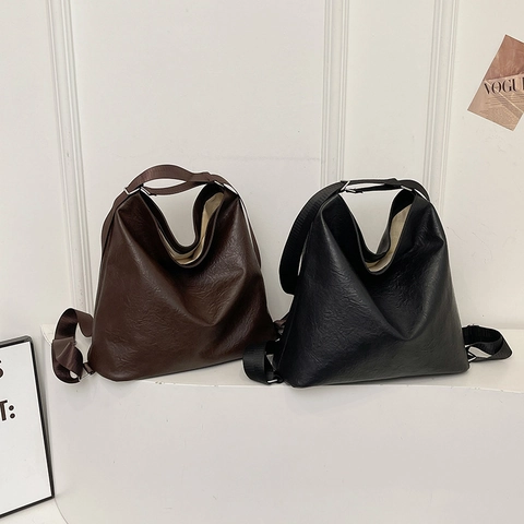 Damen Schultertasche Mit Großer Kapazität Strukturierte PU-Leder Vintage Tote Bag Casual Urban Minimalist Pendeln Hobo Handtasche