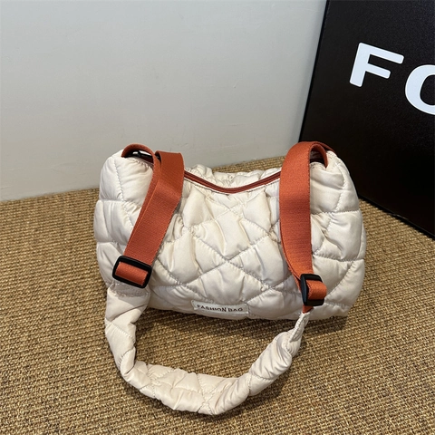 Fashion Damen Stepp Schultertasche Gesteppter Diamant Nylon Umhängetasche Lässig Winter Große Kapazität