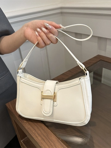Women PU Leather Underarm Bag Minimalist Crossbody Handbag With Metal Buckle Closure Retro Chic Daily Shoulder Purse