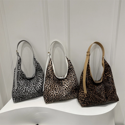 Grand Sac Cabas Imprimé Léopard Pour Femme En Cuir PU Sac À Épaule Bandoulière Réglable Style Hobo Décontracté Fourre-Tout