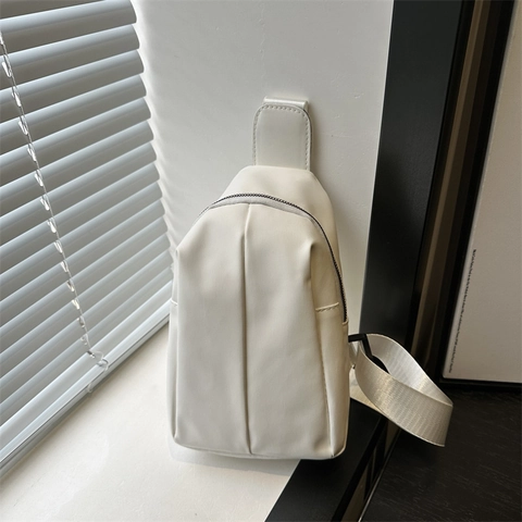Minimalist PU Leather Chest Bag Solid Color Crossbody Sling Bag For Women Fashion Casual Commute With Adjustable Strap