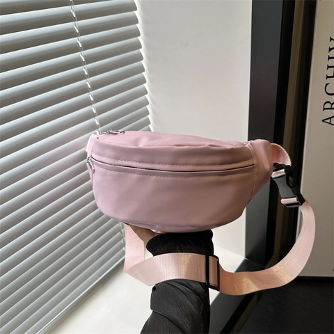 Bolso de Pecho de Cuero de PU Minimalista de Estilo Japonés Gran Capacidad para Mujer Riñonera de Estudiante Casual Viajes al Aire Libre Color Sólido