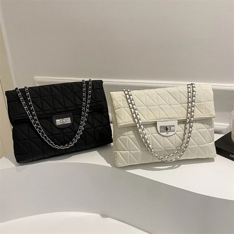 Sac À Épaule Matelassé Tissu Oxford Grande Capacité Chaîne Sac Bandoulière Pour Femmes Mode Décontractée