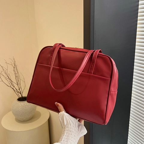Minimalistische Große Tragetasche PU Leder Retro Unterarm Schultertasche Mit Vordertasche Für Damen Alltag Pendeln