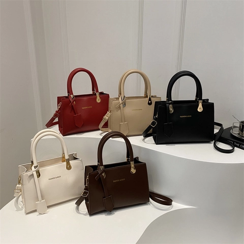 Women Handbags PU Leather Crossbody Bag Small Square Shoulder Bag Letter Print Gold Hardware Casual Office Daily Use