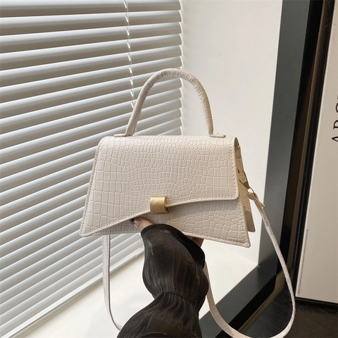 Sac Sous Les Aisselles Motif Crocodile Rétro Sac À Bandoulière En Cuir PU Serrure Métallique Sac À Main Tendance