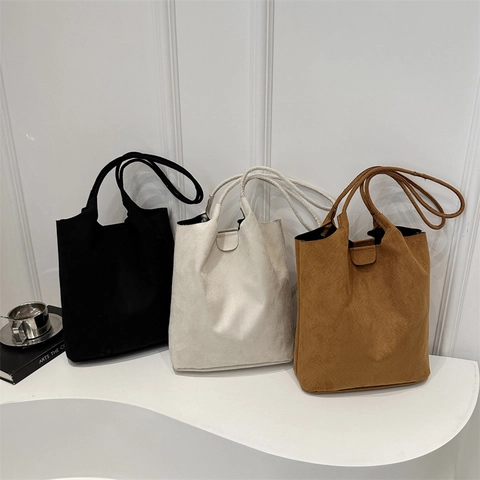 Borsa Tote Minimalista a Grande Capacità E Piccola Borsa Per Donna In Finta Pelle Scamosciata Borsa a Spalla Stile Urbano