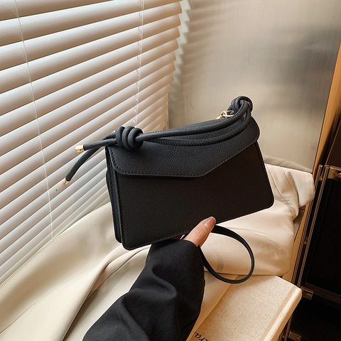 Women PU Leather Shoulder Bag Lace Embossed Flower Pattern Knotted Top Handle Envelope Flap Crossbody Bag Elegant Trendy