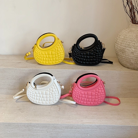 Moderne Halbmond Schultertasche PU Leder Krokodil Muster Runder Griff Schicke Umhängetasche Für Damen