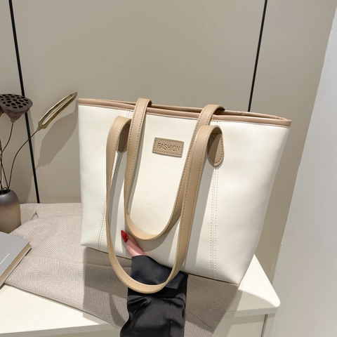 Große Kapazität PU Leder Tote Tasche Minimalistische Unterarm Schultertasche Damen Pendeln Moderne Arbeit Handtasche