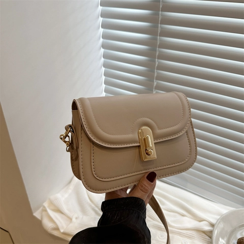 Piccola Borsa A Tracolla Quadrata In Pelle PU Vintage Da Donna Con Chiusura In Metallo Dorato Elegante