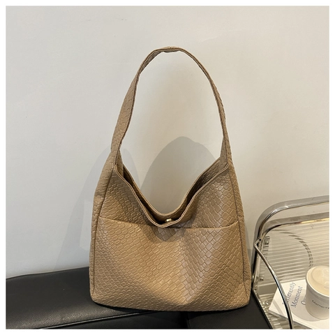 Mode Geflochtene PU Leder Schultertasche Für Damen Große Kapazität Hobo Tasche Urban Minimalistische Handtasche Täglich Pendeln