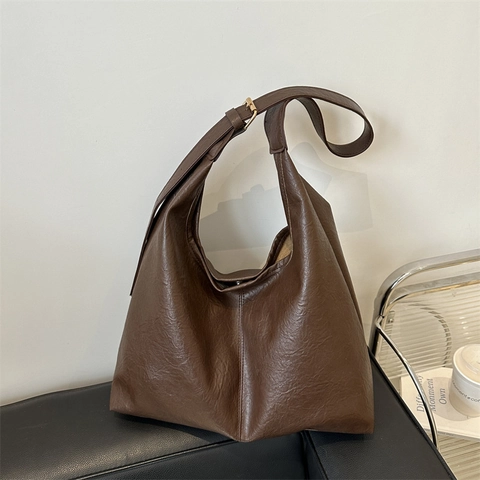 Borsa A Spalla Hobo Minimalista In Pelle PU Grande Capacità Tracolla Regolabile Borsa Tote Vintage Casual Per Donne