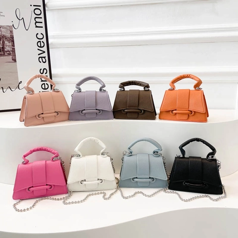 Mini Crossbody Tas PU Kiezelleder Kleine Vierkante Handtas Met Zilveren Metalen Ball Chain Strap Mode Niche Ontwerp Voor Dames