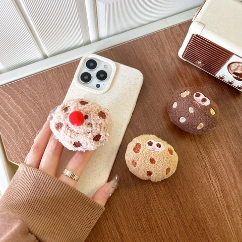 Supporto Per Telefono In Peluche Presa Espandibile Simpatico Cartone Animato Biscotto Toast Forma Coscia Pollo Kawaii