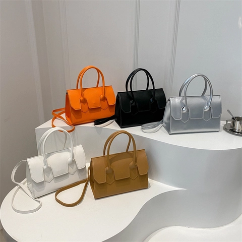 Women PU Leather Small Square Handbag Minimalist Chic Top Handle Shoulder Crossbody Bag Winter New Style