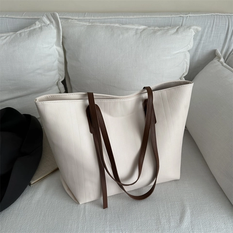Borsa Tote Minimalista Grande Capacità Pelle PU Trama Ondulata Verticale Borsa A Tracolla Da Donna Per Il Pendolarismo