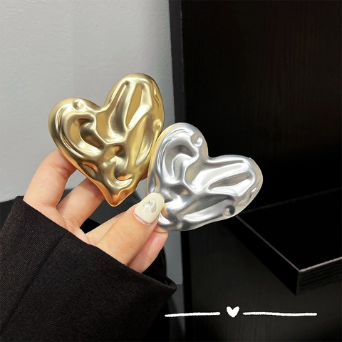 Heart Phone Grip Alloy Metal Liquid Lava Texture Retractable Stand Griptok For Back Of Phone Electroplated High End