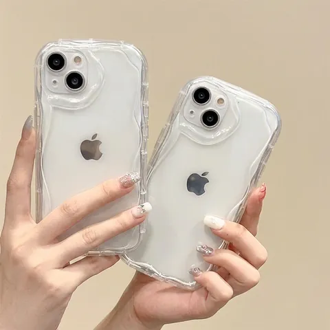 Wavy Edge Transparent Phone Case Soft Thickened Silicone Shockproof Full Protection Minimalist Protective Cover For Smartphone