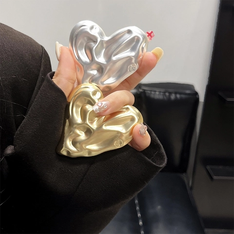 Heart Phone Grip Alloy Metal Liquid Lava Texture Retractable Stand Griptok For Back Of Phone Electroplated High End
