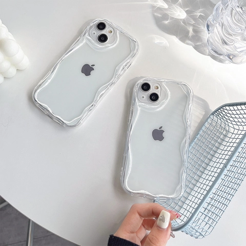 Wavy Edge Transparent Phone Case Soft Thickened Silicone Shockproof Full Protection Minimalist Protective Cover For Smartphone