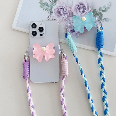 Verstellbares Nylon Telefonband Mit Harz Bogenclip Crossbody Abnehmbares Handgewebtes Anti Drop Gurt Für Damen