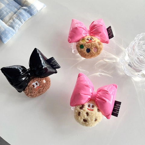 Crossbody Phone Strap Plush Cookie PU Bow Adjustable Nylon Braided Lanyard Neck Cord For Phone Case Back Clip Cute Y2K