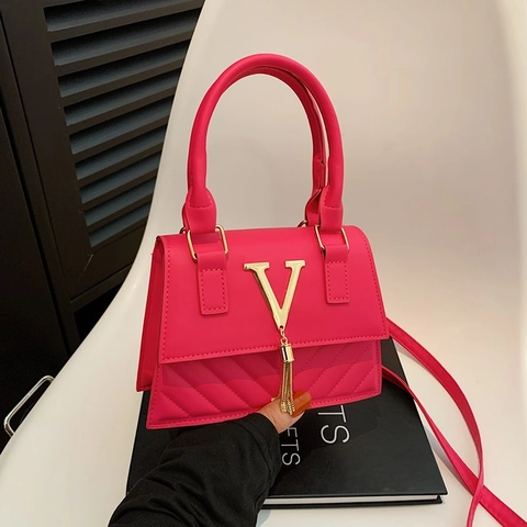 Borsa A Tracolla Da Donna In Pelle PU Logo V Oro Nappa Trapuntata Manico Superiore Moda Chic Borsa Quadrata