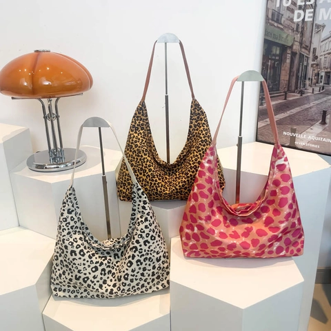 Umhängetasche Leopardenmuster Große Kapazität Canvas Tote Bag Mode Hobo Handtasche Für Damen Täglicher Casual Style