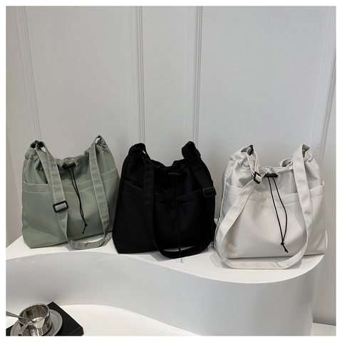 Borsa A Tracolla Da Donna In Tessuto Oxford Grande Capacità Borsa A Secchiello Con Coulisse Borsa A Spalla Casual