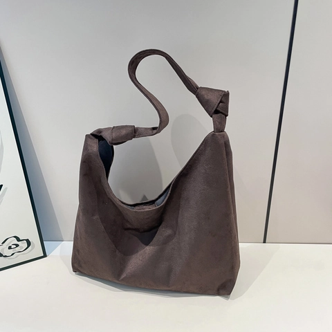 Bolso De Hombro Para Mujer Gamuza Gran Capacidad Correa Anudada Retro Hobo