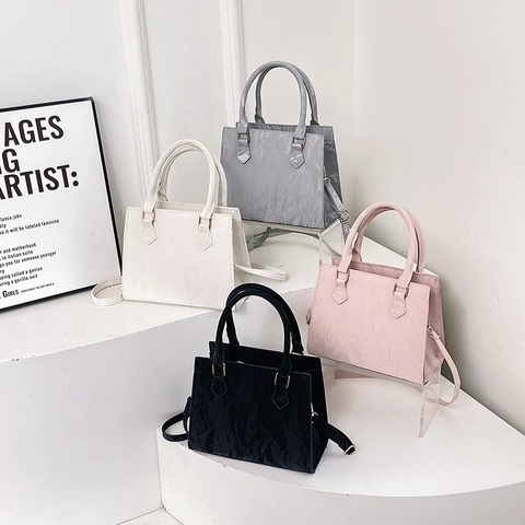 Damen Handtasche Mit Falten PU Leder Schulter Umhängetasche Trapez Strukturierte Tasche Mit Abnehmbarem Gurt