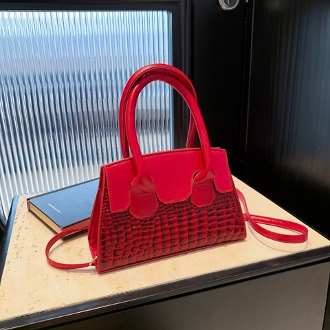 Sac Bandoulière en Cuir PU Femme Printemps 2024 Nouveau Motif Crocodile Sac à Main Carré Rétro Mode Navetteur