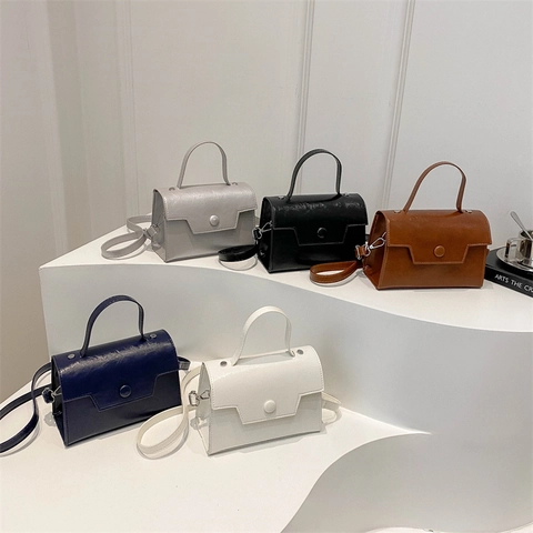 Women Minimalist Crossbody Bag PU Leather Flip Small Square Handbag With Single Handle And Adjustable Strap Retro Style