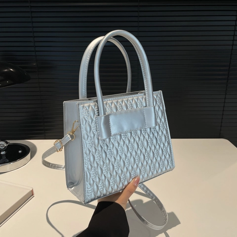 Damen Handtasche Aus Geprägtem Kunstleder Mit Rautenmuster Geometrische Umhängetasche Chic Henkeltasche Elegant