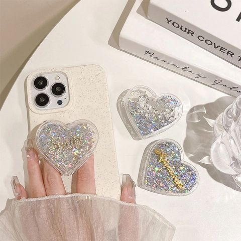 Herz Handy Griptok Acryl Quicksand Glitzer Pailletten Faltbarer Handyhalter Anti Fall Funkelnder Dekorativer Halter