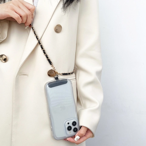 Crossbody Phone Chain Braided Alloy Metal And PU Leather Replacement Strap For Bag Versatile Elegant Shoulder Lanyard For Women