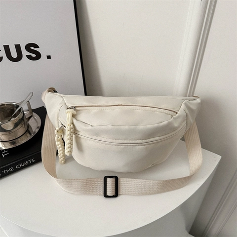 Casual Waist Bag Oxford Cloth Multi Color Adjustable Strap Zip Closure Streetwear Crossbody Chest Bag For Men Women