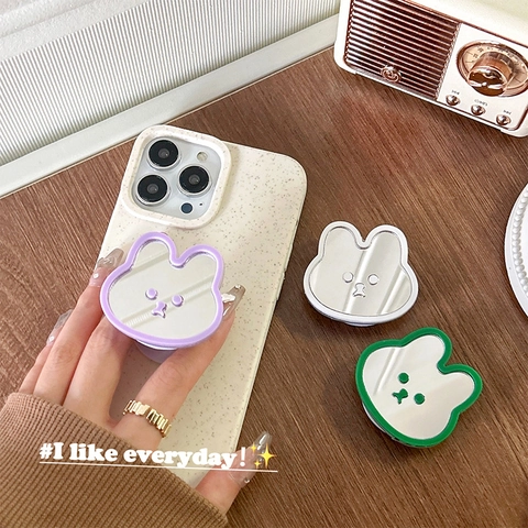 Supporto Per Telefono A Forma Di Coniglio Con Specchio Presa Pieghevole Espandibile Stile Coreano Specchio Da Trucco Portatile