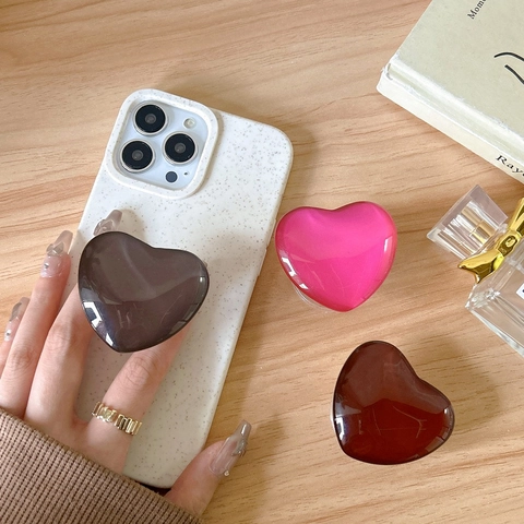 Supporto Per Telefono A Forma Di Cuore Impugnatura Espandibile Retrattile In Resina Acrilica Lucida Per Smartphone