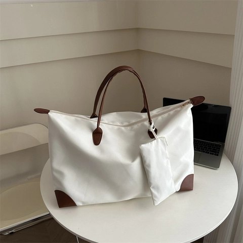 Borsa Tote Da Donna Grande Capacità Tessuto Oxford Nylon Impermeabile Viaggio Borsa A Mano Con Piccola Tasca